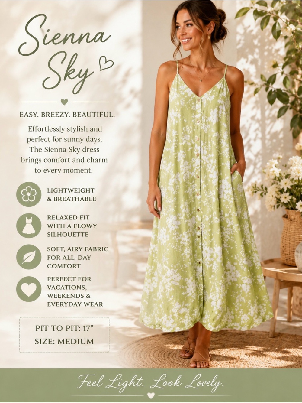 Sienna Sky Light Green Floral Maxi Dress